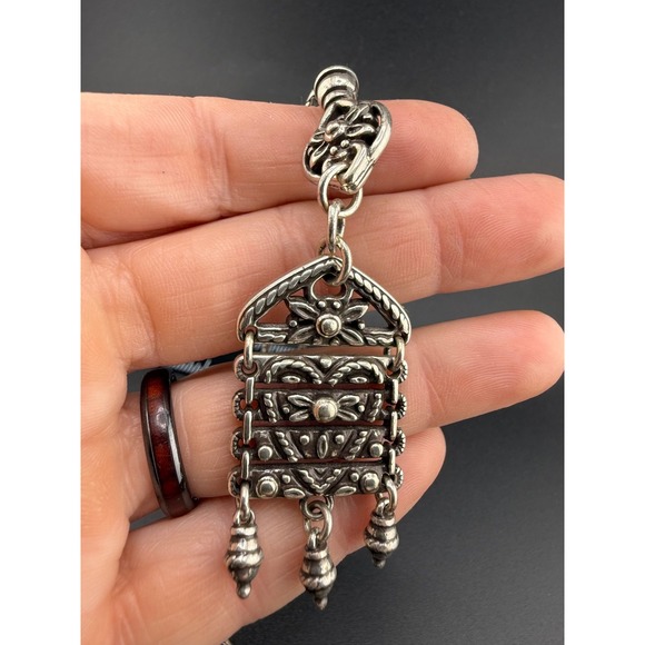 Brighton Home Is Where The Heart Is Necklace Silver Tone Flapper Opera 40" - Picture 2 of 10